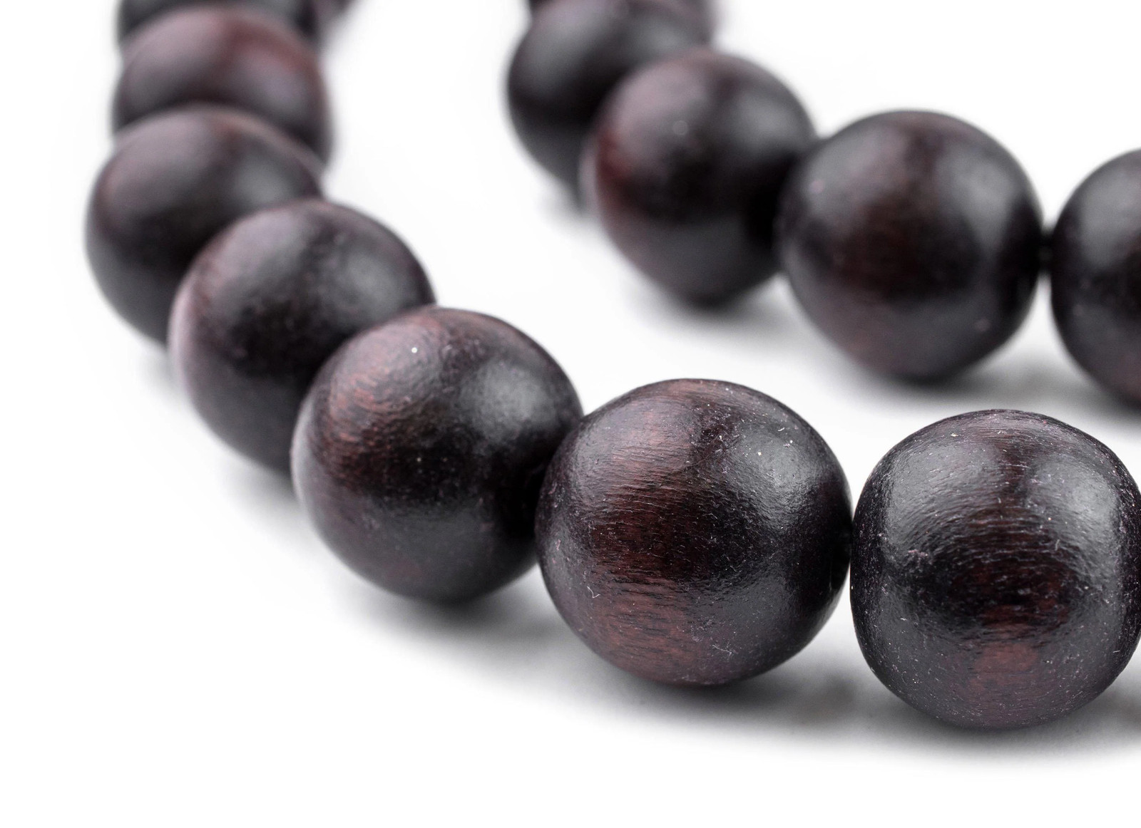Dark Brown Natural Wood Beads 16mm Round Large Hole 16 Inch Strand