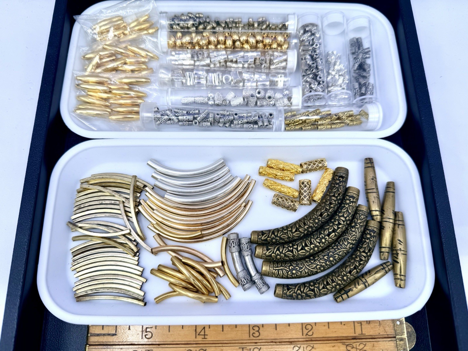 10 Oz Metal Tube Beads Gold Silver Bronze Spacers Curved Jewelry Bulk Findings