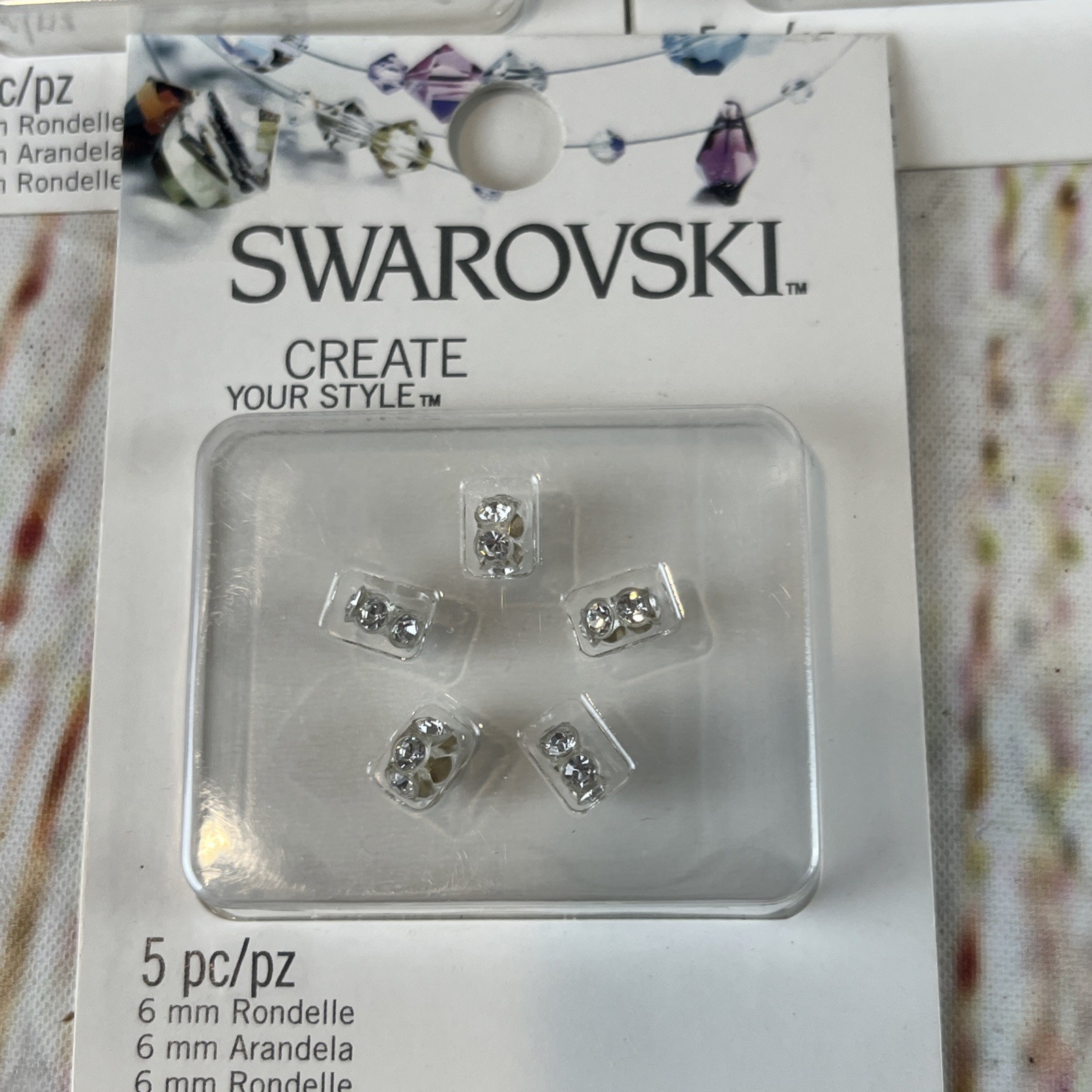 8 Packs Swarovski 5mm-6mm Rhinestone Rondelle Beads Jewelry New Old Stock