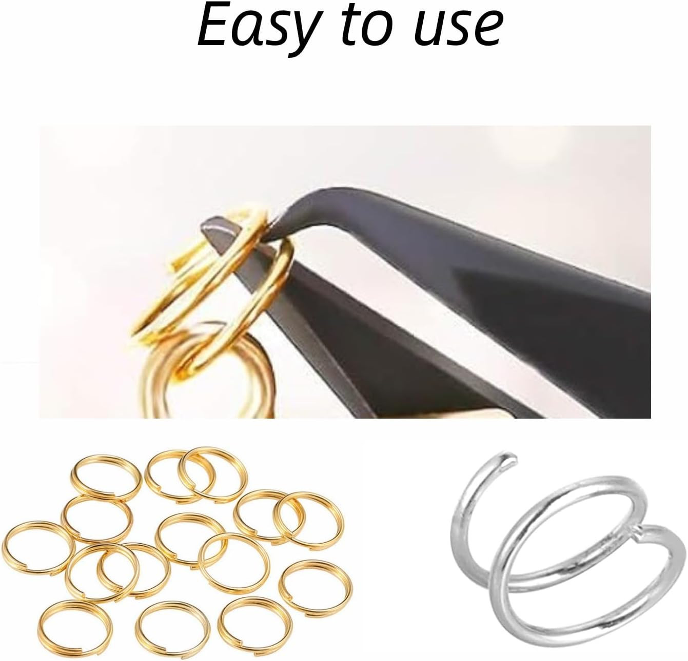 6 Gold and Silver Jump Rings, Double Loops round Split Key Chain Rings for DIY