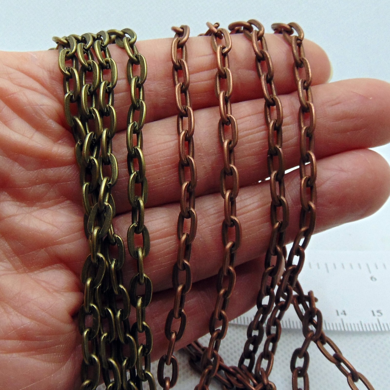 Antique BRASS Flat CABLE Chain ~ 5mm x 8mm Sturdy Links ~ No-Nickel 5 – 100 ft