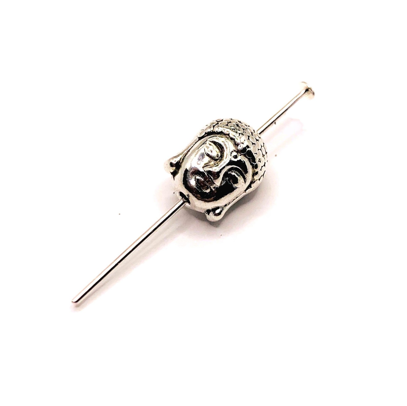 Silver Happy Buddha Head Beads, 11x9mm – US Seller