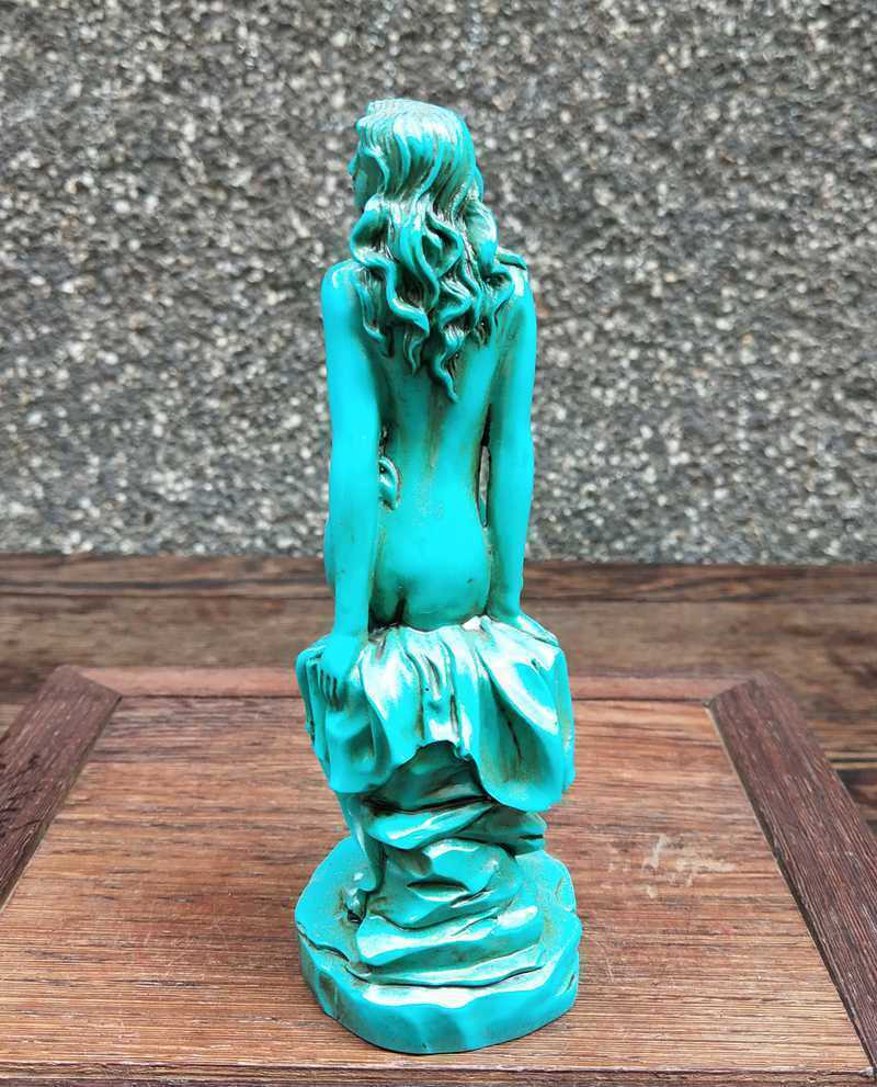 Hand-Carved Green Chinese Natural Turquoise Statue People Beauty Exquisite