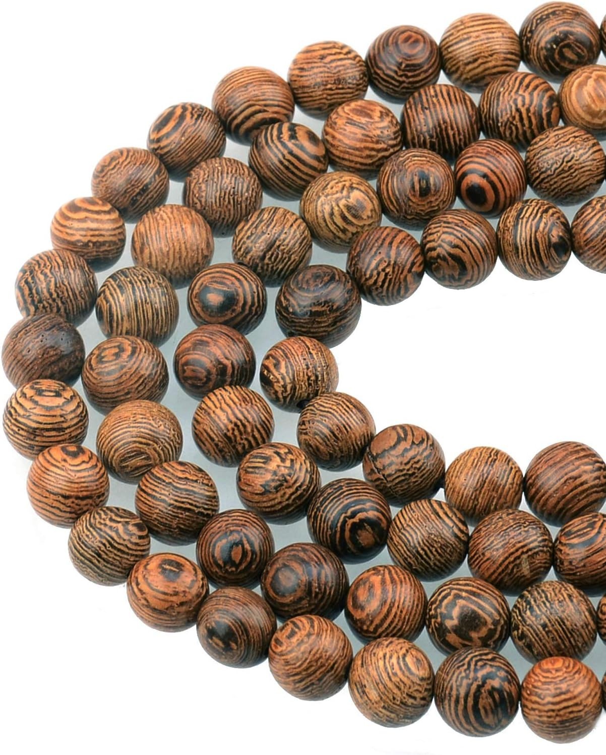 100pcs 8mm Round Natural Wood Beads with Crystal Cord for DIY Jewelry Making