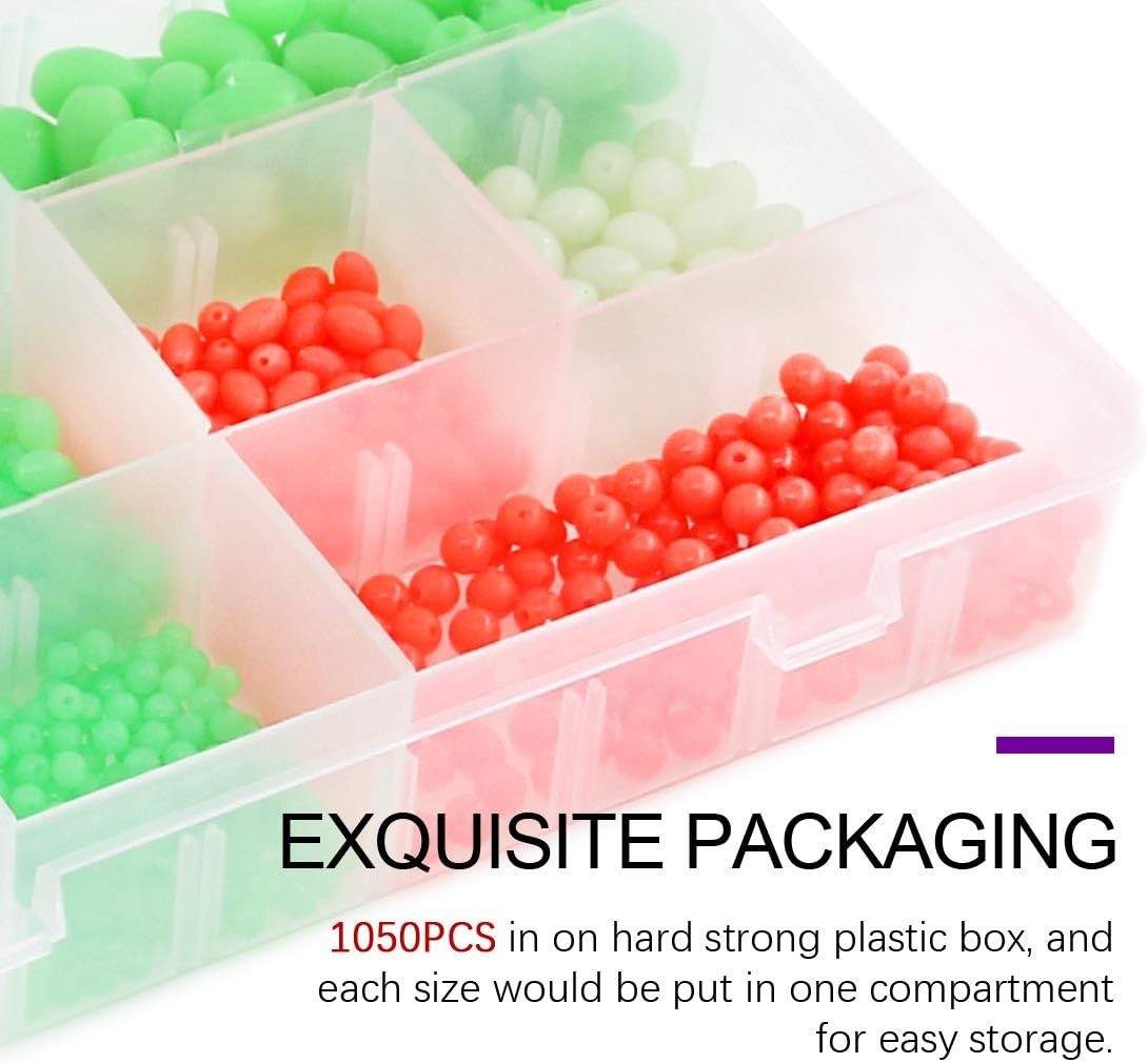 1050Pcs Soft Luminous Beads for Night Fishing – Complete Assortment
