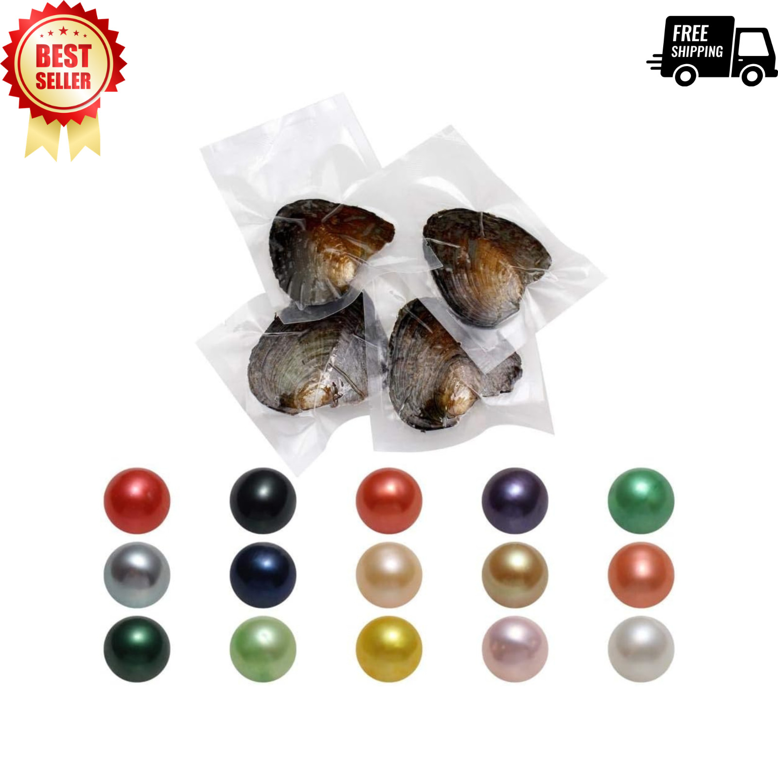 NEW 50PCS Freshwater Pearl Oysters 7-8mm Cultured Round Jewelry Gift Set