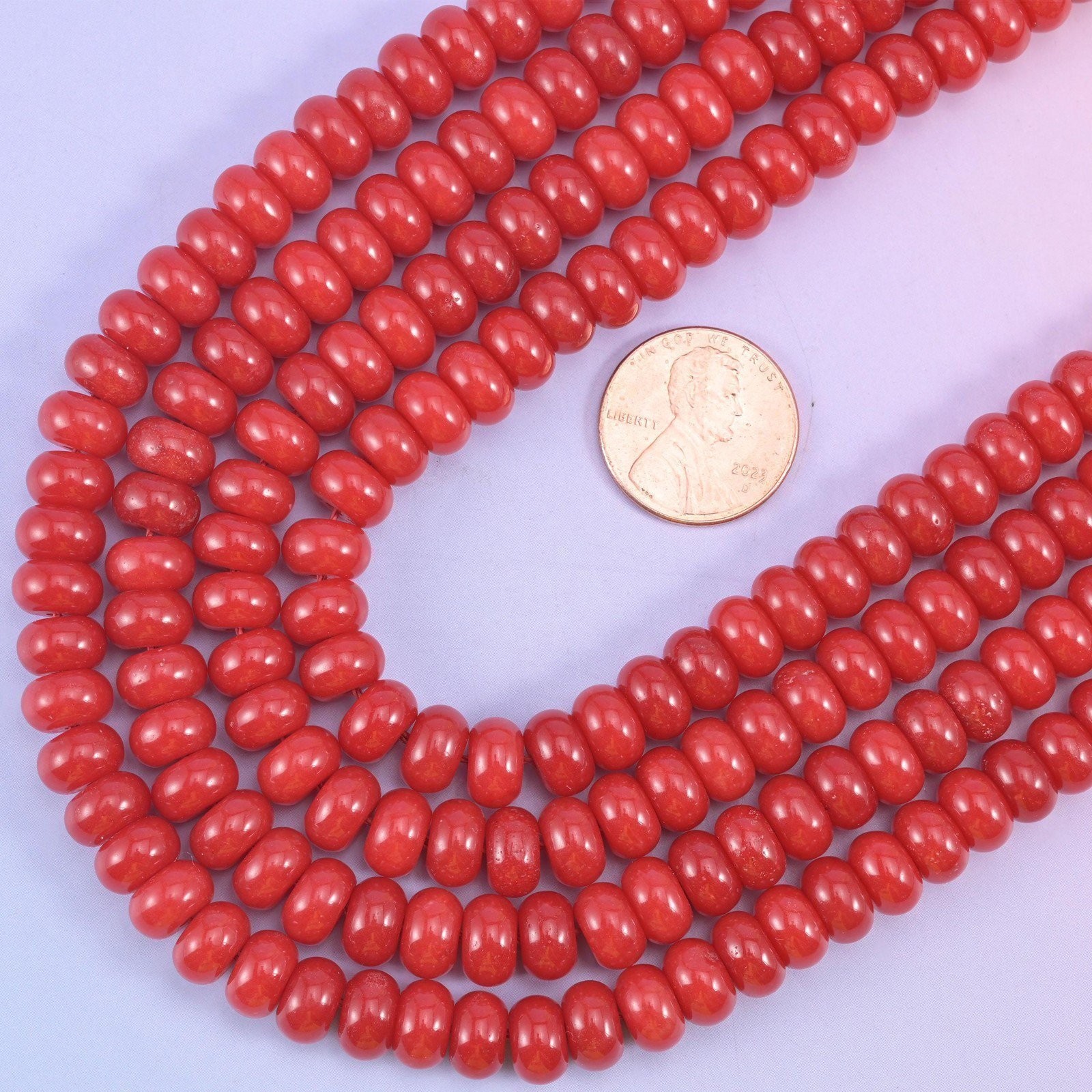 Red Dyed Jade Smooth Rondelle Beads Jewelry Making Size 5x8mm 15″ Strand
