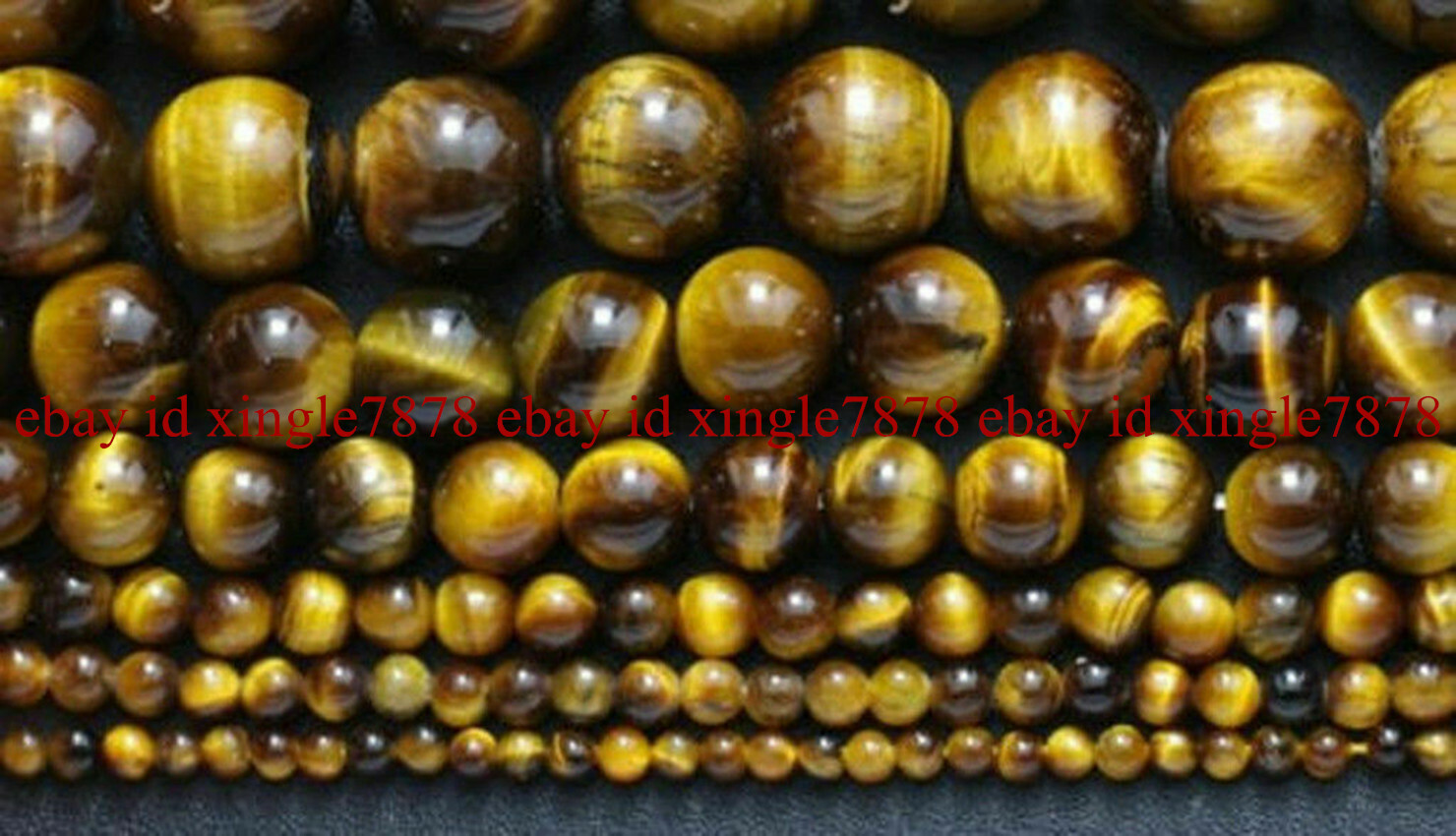 100% Natural 4mm-20mm Round Gemstone Yellow Tiger’s Eye Loose Beads 15″ AAA+
