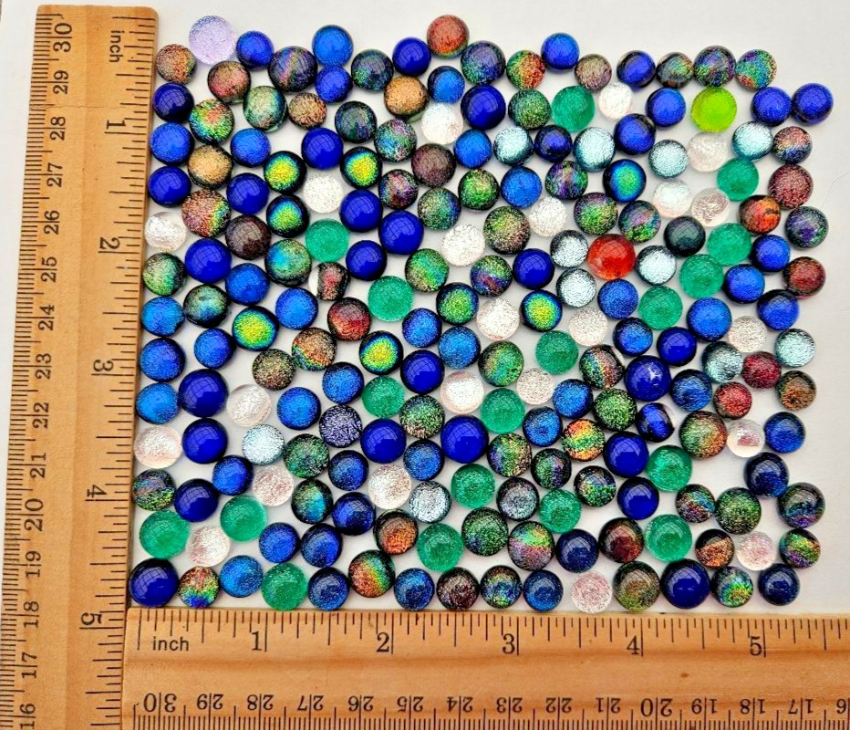 200+Extra-Small Handcrafted Dichroic Glass Cabochons/Lot/Jewelry Making/90 COE