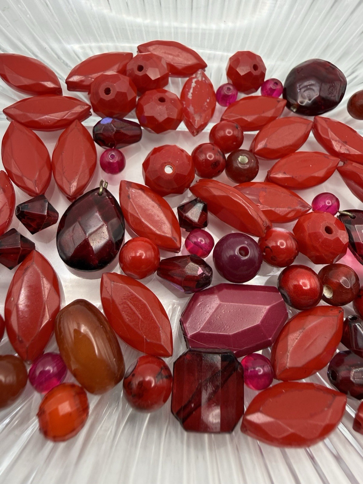6.1 oz. Vintage Modern RED Bead Soup Mixed Loose Bead Harvest Lot Faux Jasper