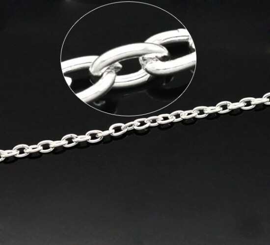 10 Feet 3mm x 4mm SILVER PLATED Cable CHAIN ~ BULK Lot Footage ~ Nickel-free