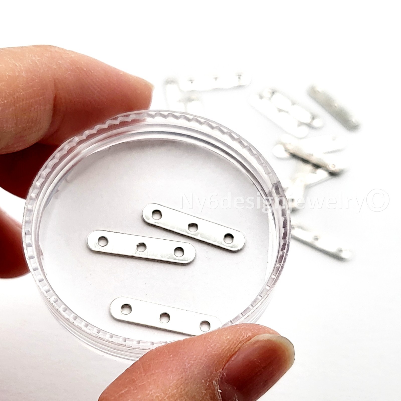 20pcs Pewter Bar Metal Beads 3-Hole Smooth Spacer Beads Silver Color 17x3mm