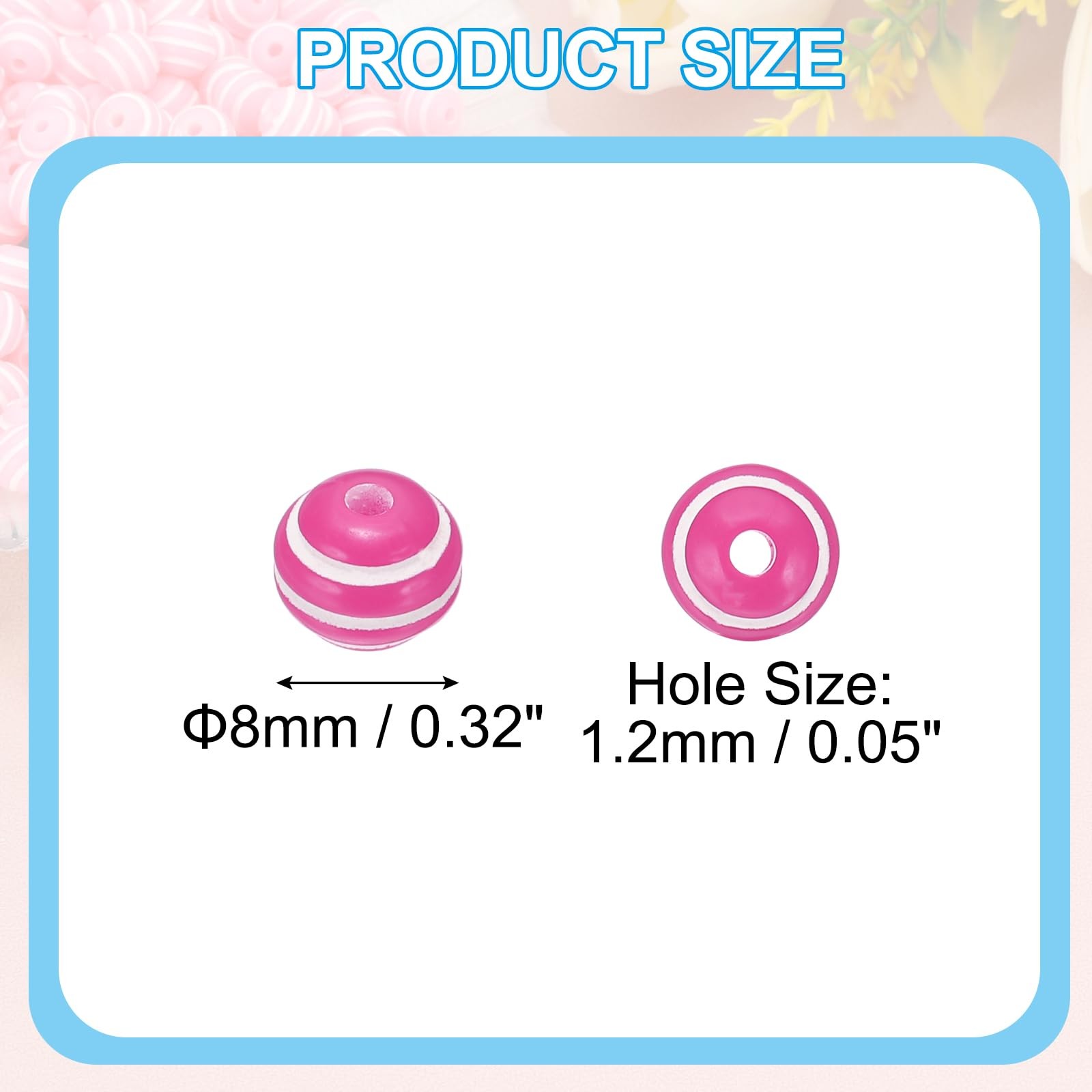 PATIKIL 8mm Round Strip Bead, Rose and White Acrylic Rainbow Beads Colorful J…