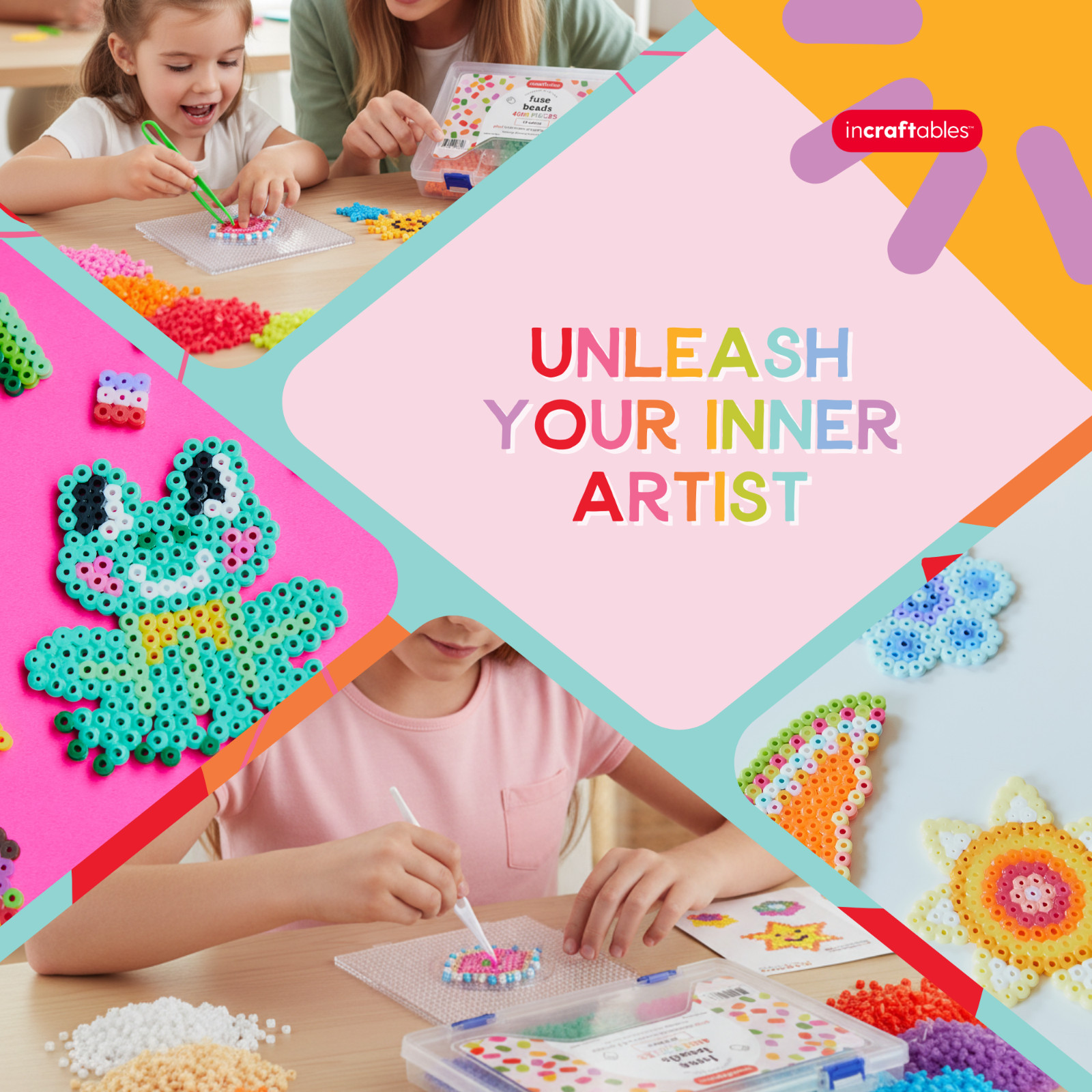Incraftables Fuse Beads Kit 4000pcs (16 Colors). Best Melting Beads for Kids