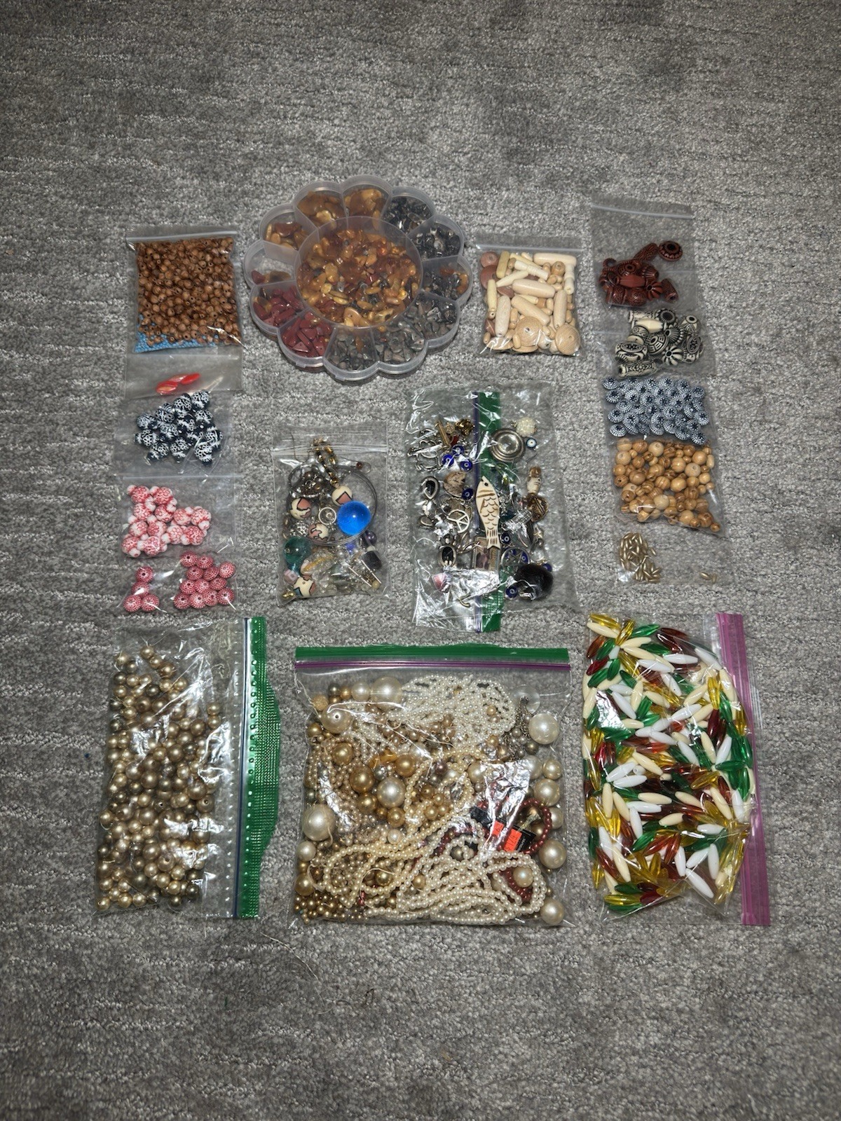 Vintage Bead and Charm Lot Jewelry Making Crafting Supplies Mixed Materials Lot