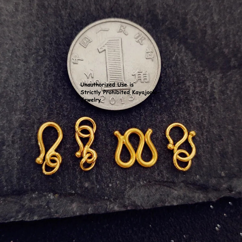 1pcs Pure 999 24K Yellow Gold M W S Clasp Extend Connector Diy For Chain
