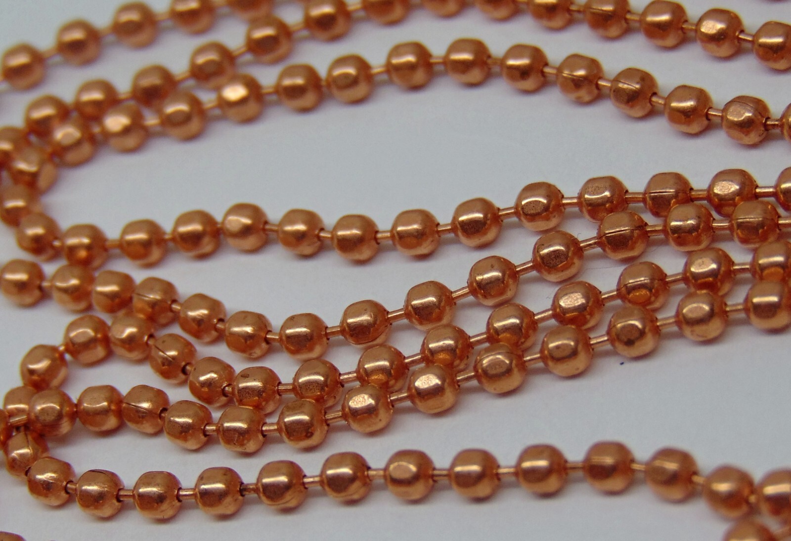 15 Feet 2.4mm Faceted COPPER BALL CHAIN #3 BULK Footage Made in USA +20 clasps