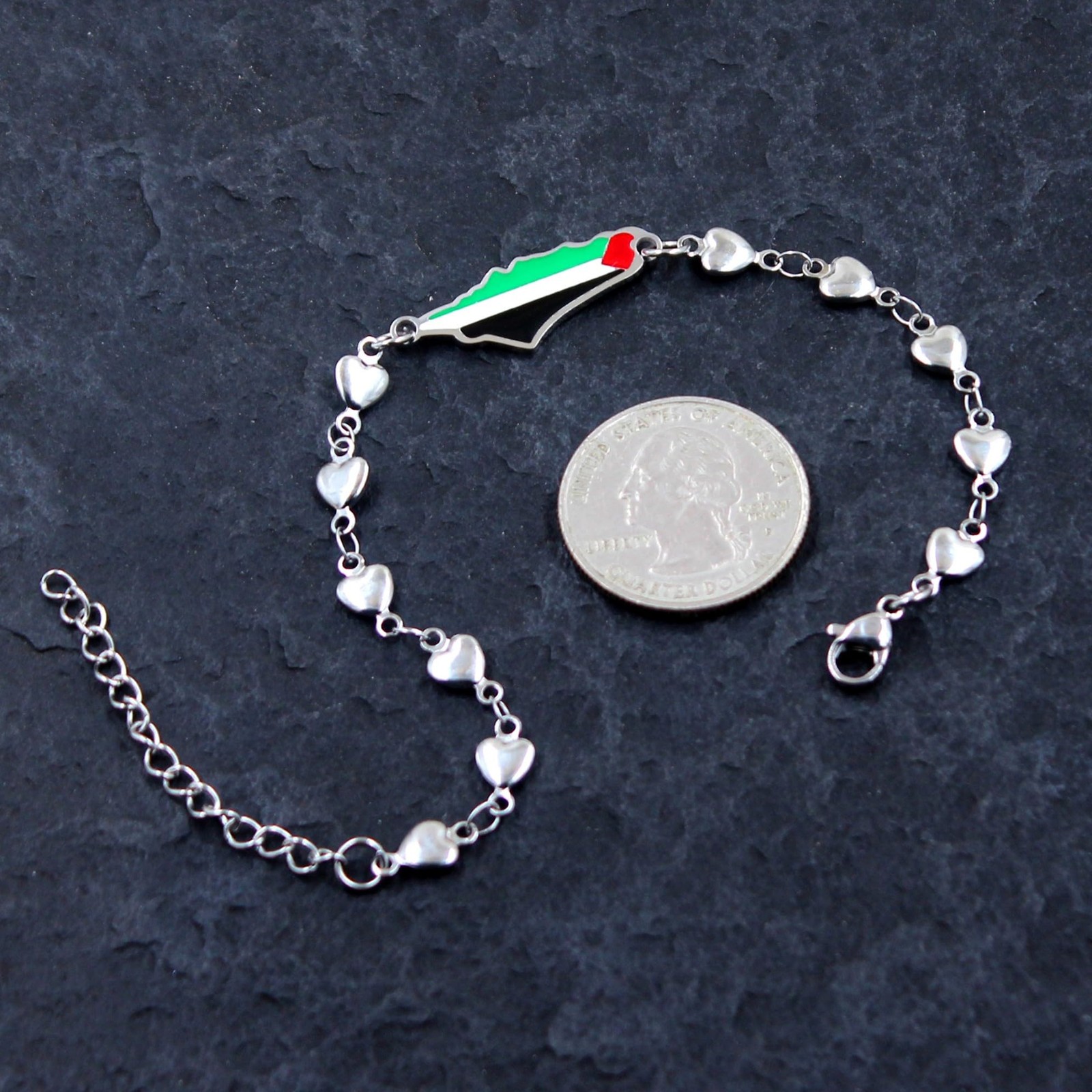 Platinum Plated Palestinian Map Bracelet with Flag Colors Design – Middle Easter