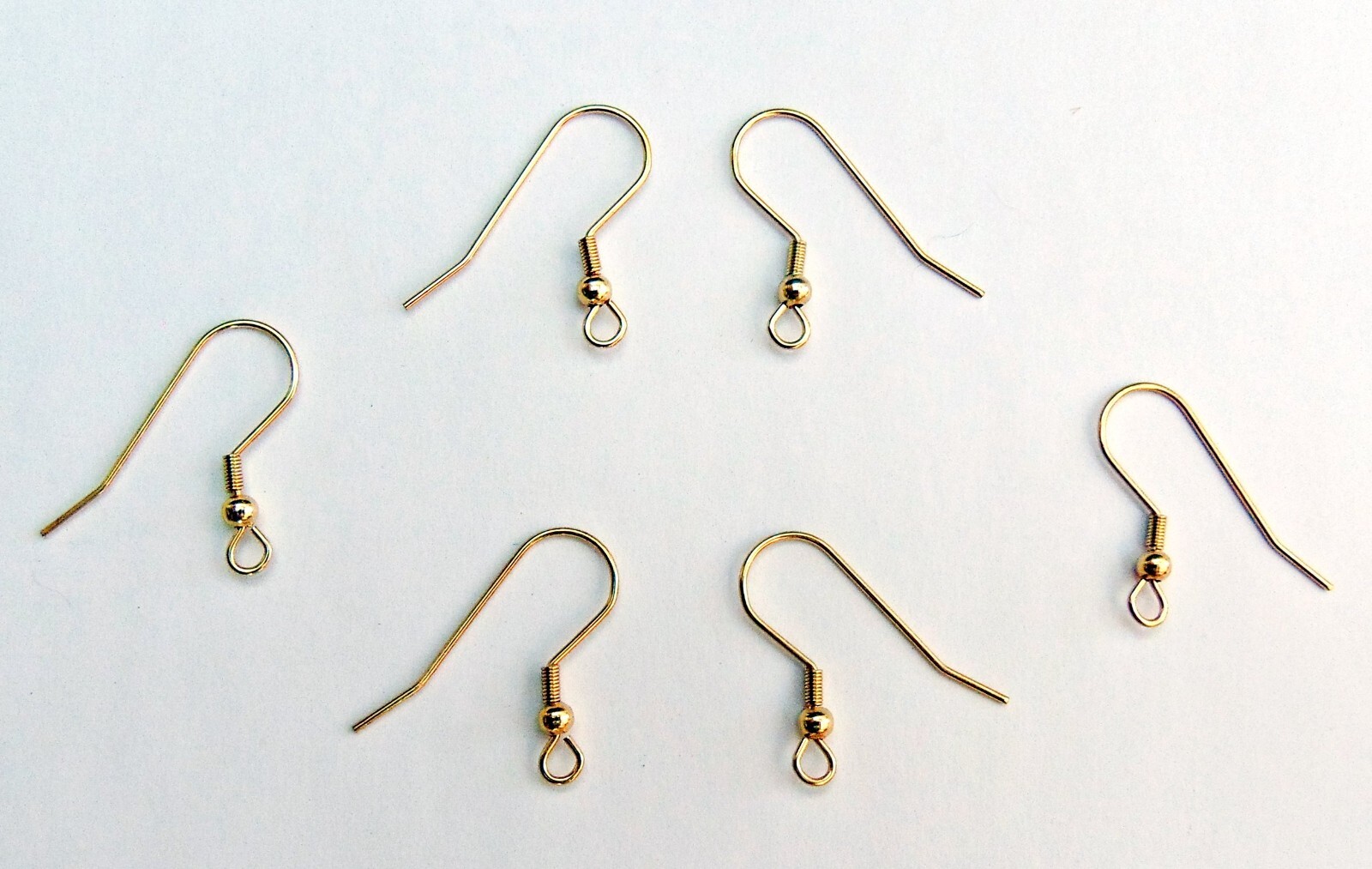 Gold Plated Ear Wires French Hooks Ball + Coil ~ Brass Base No Lead No Nickel