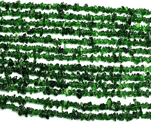 4-5mm Natural Chrome Diopside Gemstone Rough Chip Smooth Nugget 1 Strand 34″