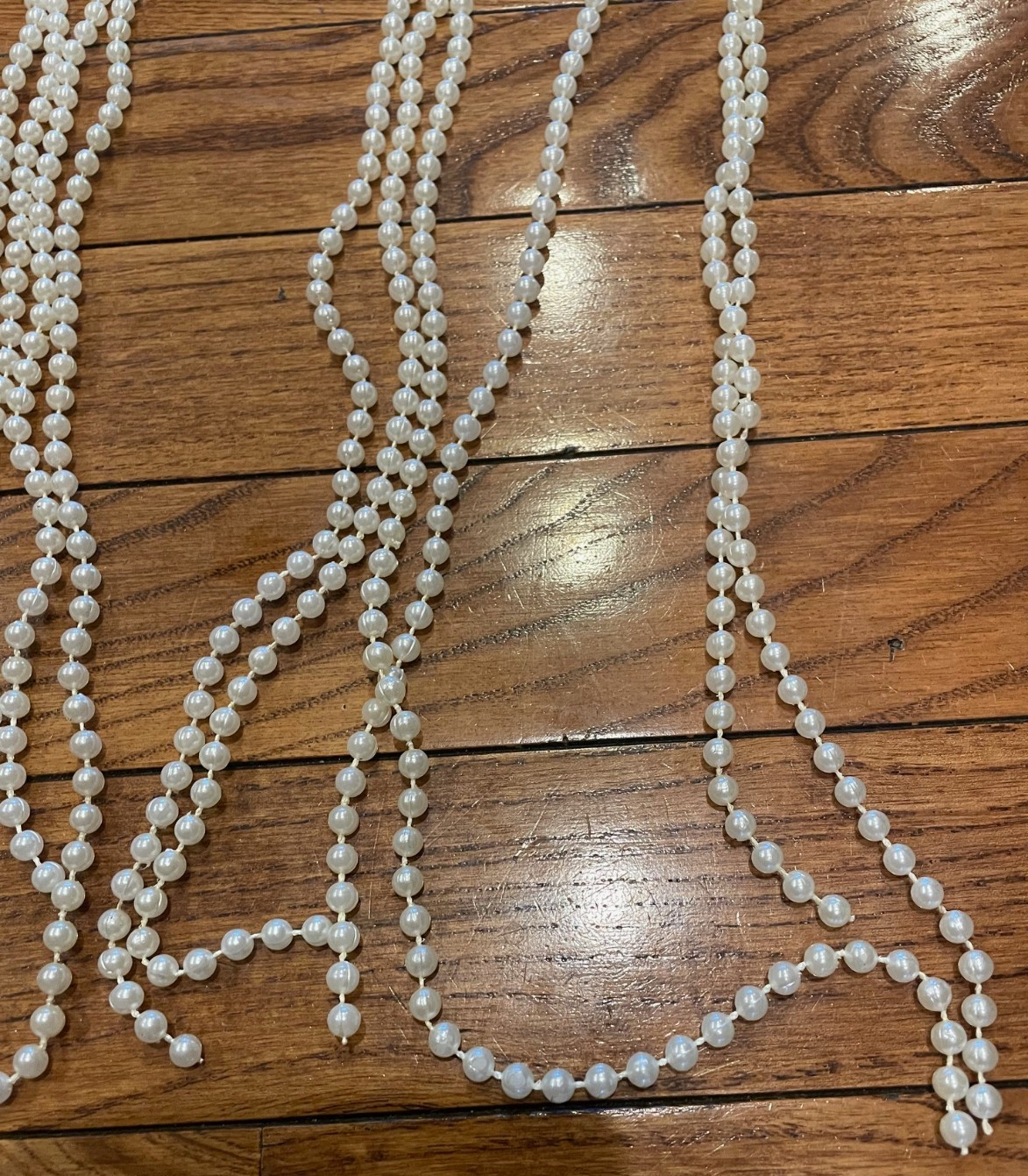 Pack of Small Fake Pearl Beads, 17 strings of 15 feet & 5 smaller strands, EUC