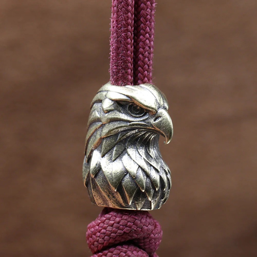EDC Eagle Animal Head Paracord Knife Beads Lanyard Brass DIY Tools Outdoor Wavon