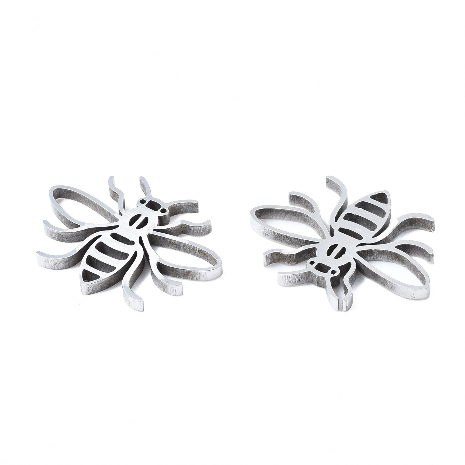 20Pcs Bees 201 Stainless Steel Pendants Charms Stainless Steel Color 13x17x1.5mm