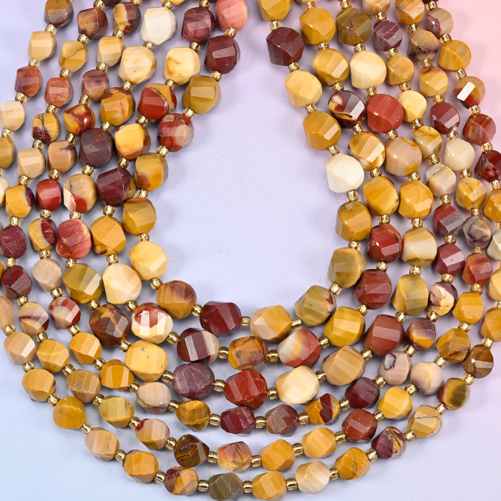 Mookaite Faceted Spiral Twist Beads: Size 8mm 10mm, Jewelry Making