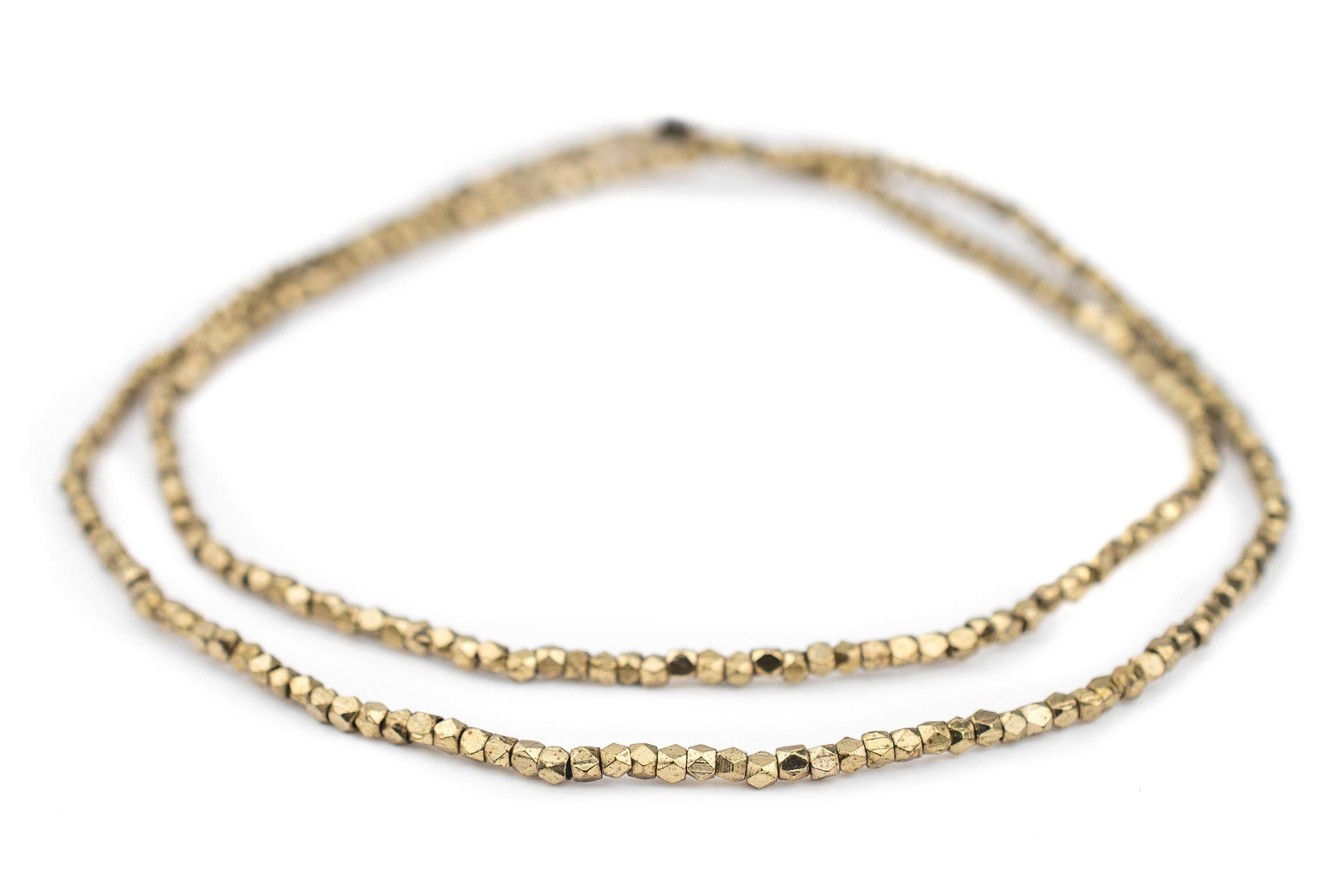 Brass Tiny Faceted Diamond Cut Beads 2mm 24 Inch Strand