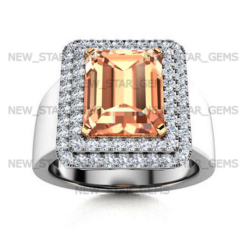 Morganite Lab-Gemstone Ring For Men’s 925 Sterling Silver Ring Handmade Jewelry