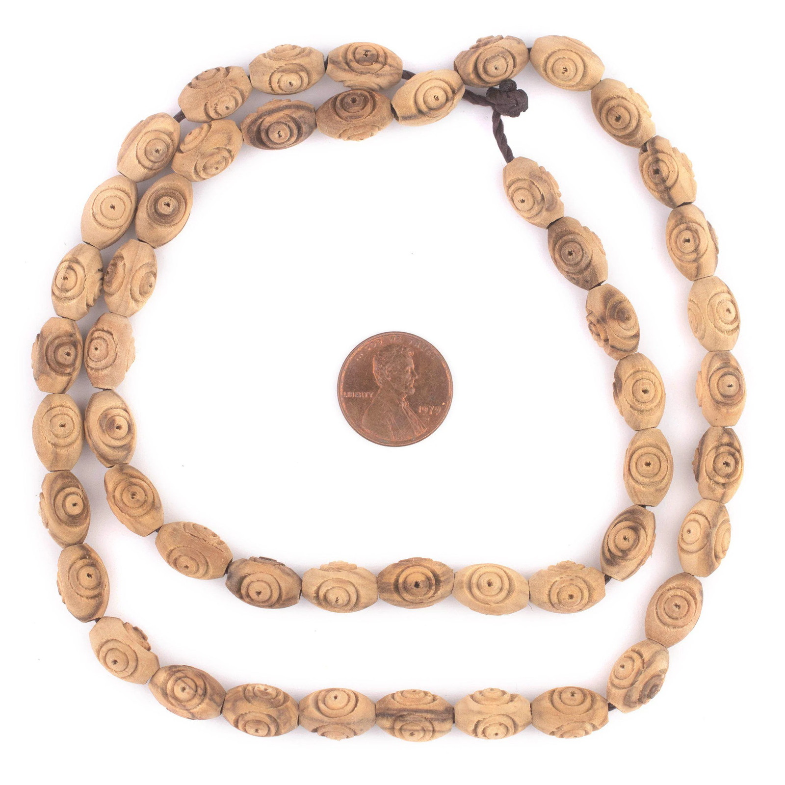 Carved Oval Olive Wood Beads from Bethlehem 12x8mm Middle East Brown Large Hole