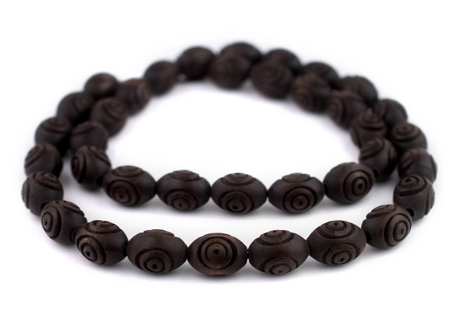 Carved Vintage-Style Oval Olive Wood Beads from Bethlehem 16x12mm Middle East