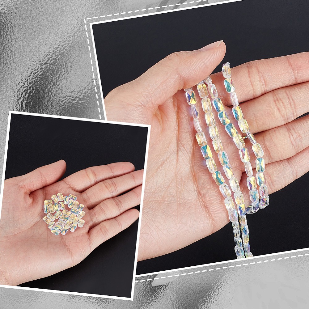 1set 2strands Transparent Electroplate Glass Beads Strands AB color Faceted