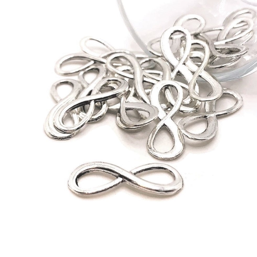 Silver Infinity Connector Charms, 23x8mm – US Seller