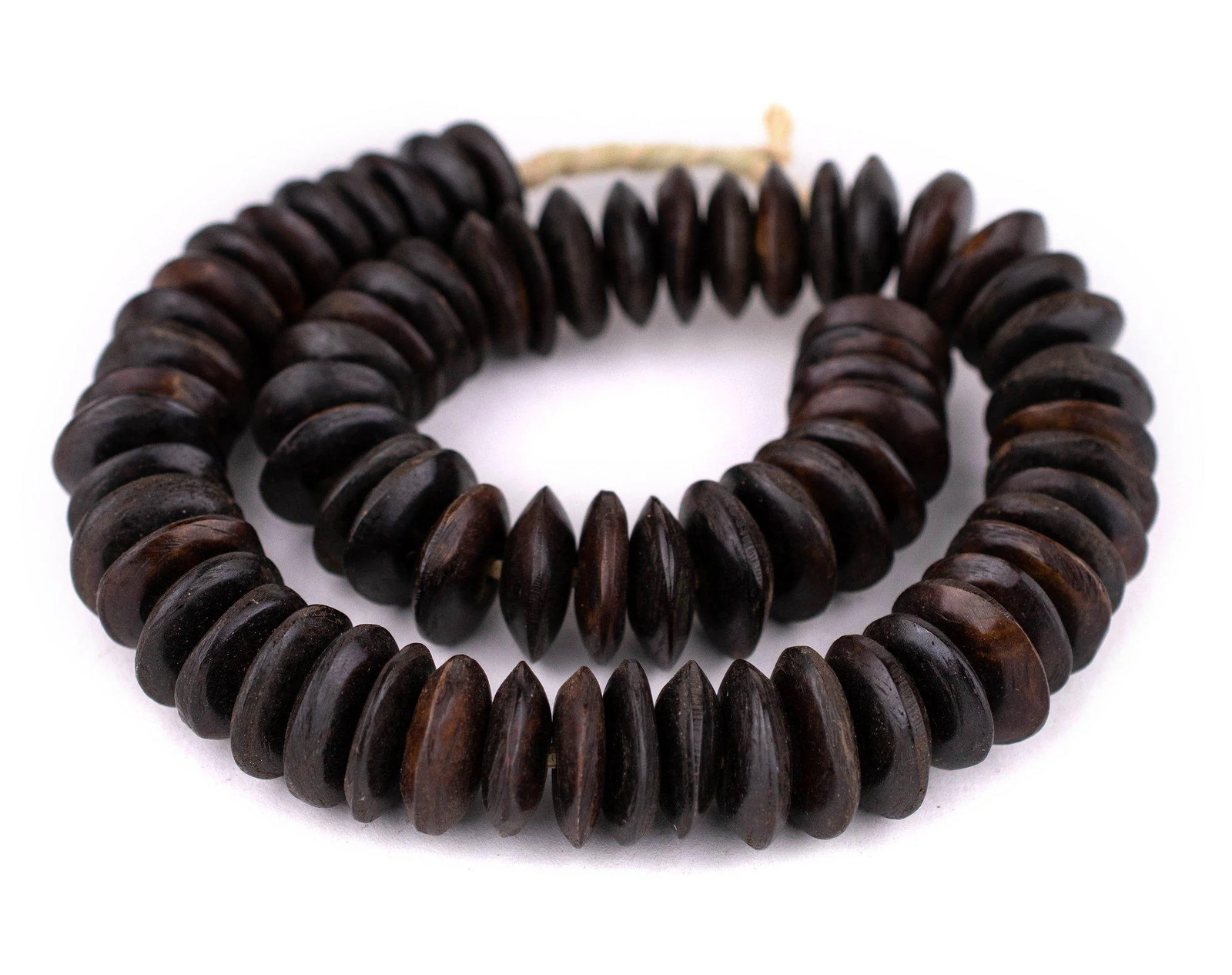 Dark Brown Kenya Bone Beads Saucer 22mm African Large Hole 23 Inch Strand