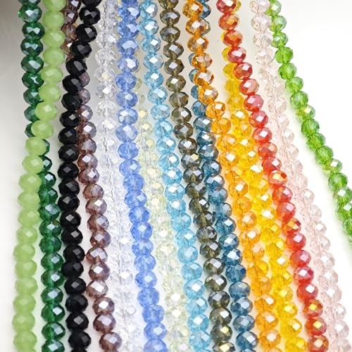 Faceted Crystal Glass Beads Briolette Rondelle Crystal Spacer Beads for 6mm
