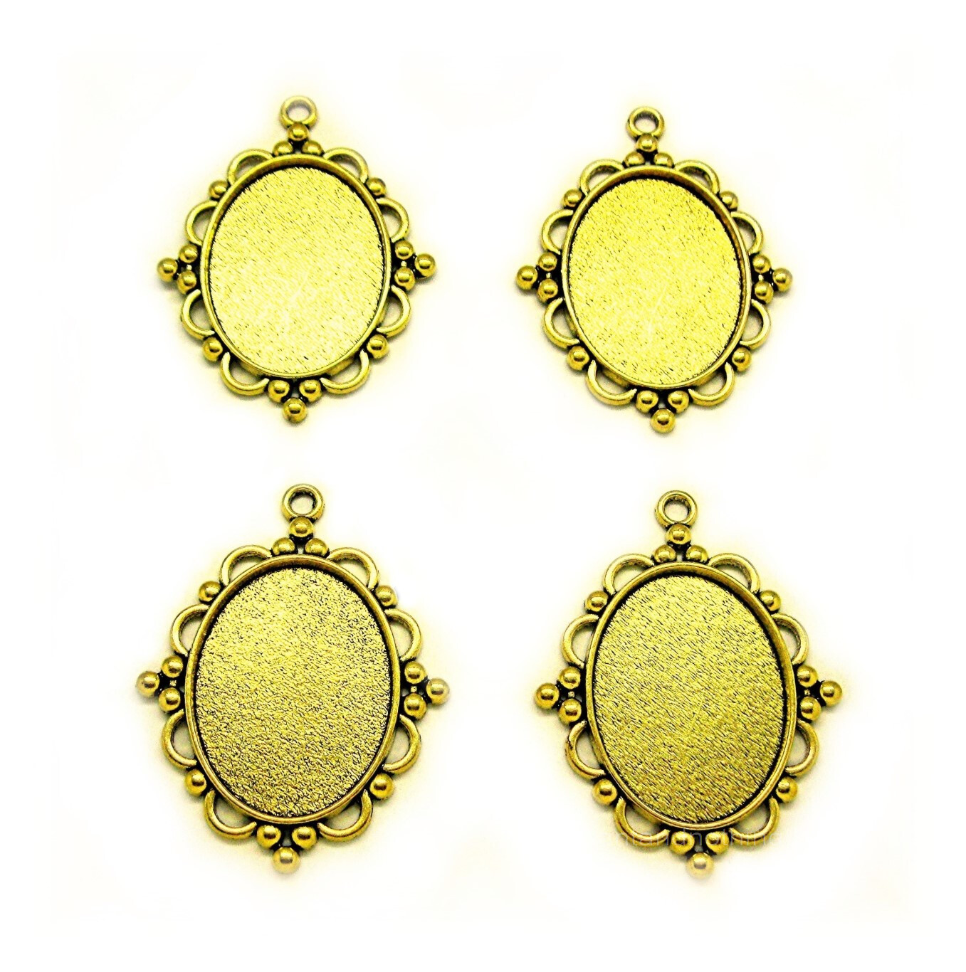 4 New Antiqued Goldtone Art Deco Style 40mm x 30mm CAMEO PENDANTS Frame Settings