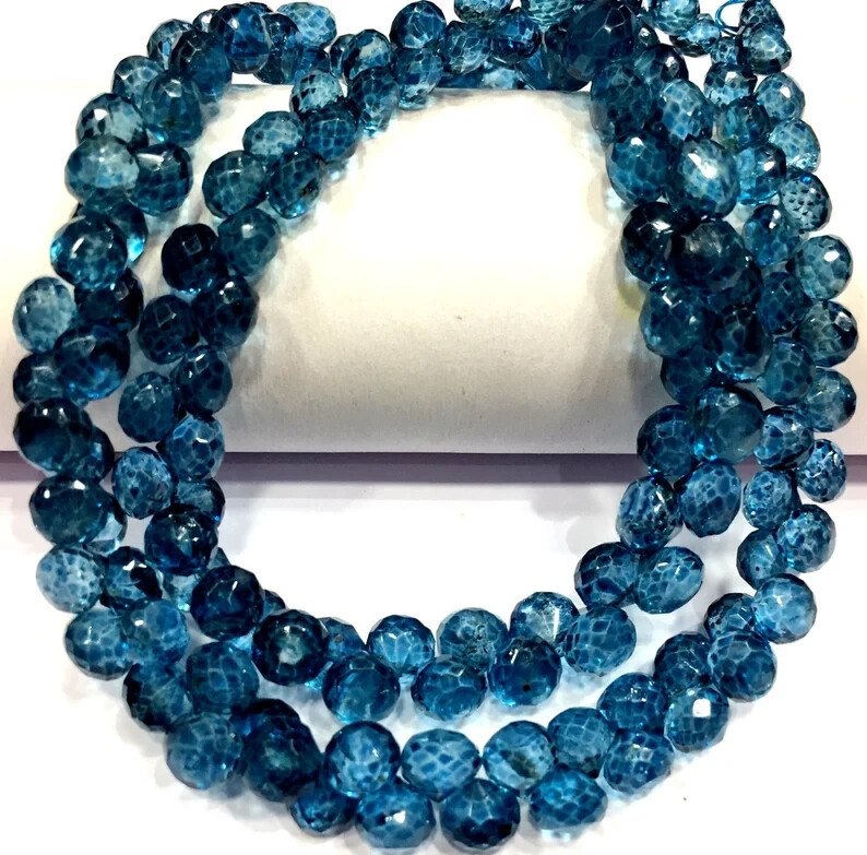 AAA QUALITY Natural London Topaz Faceted Onion Beads Briolettes Gemstone Beads.