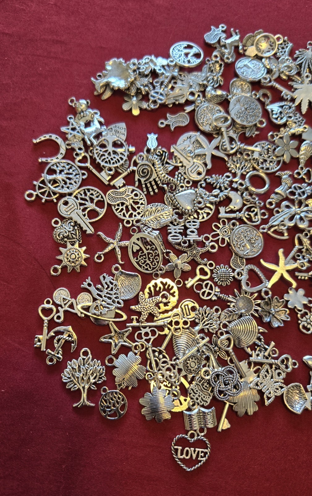 10 Mixed Charms Silver Pendants Random Mix