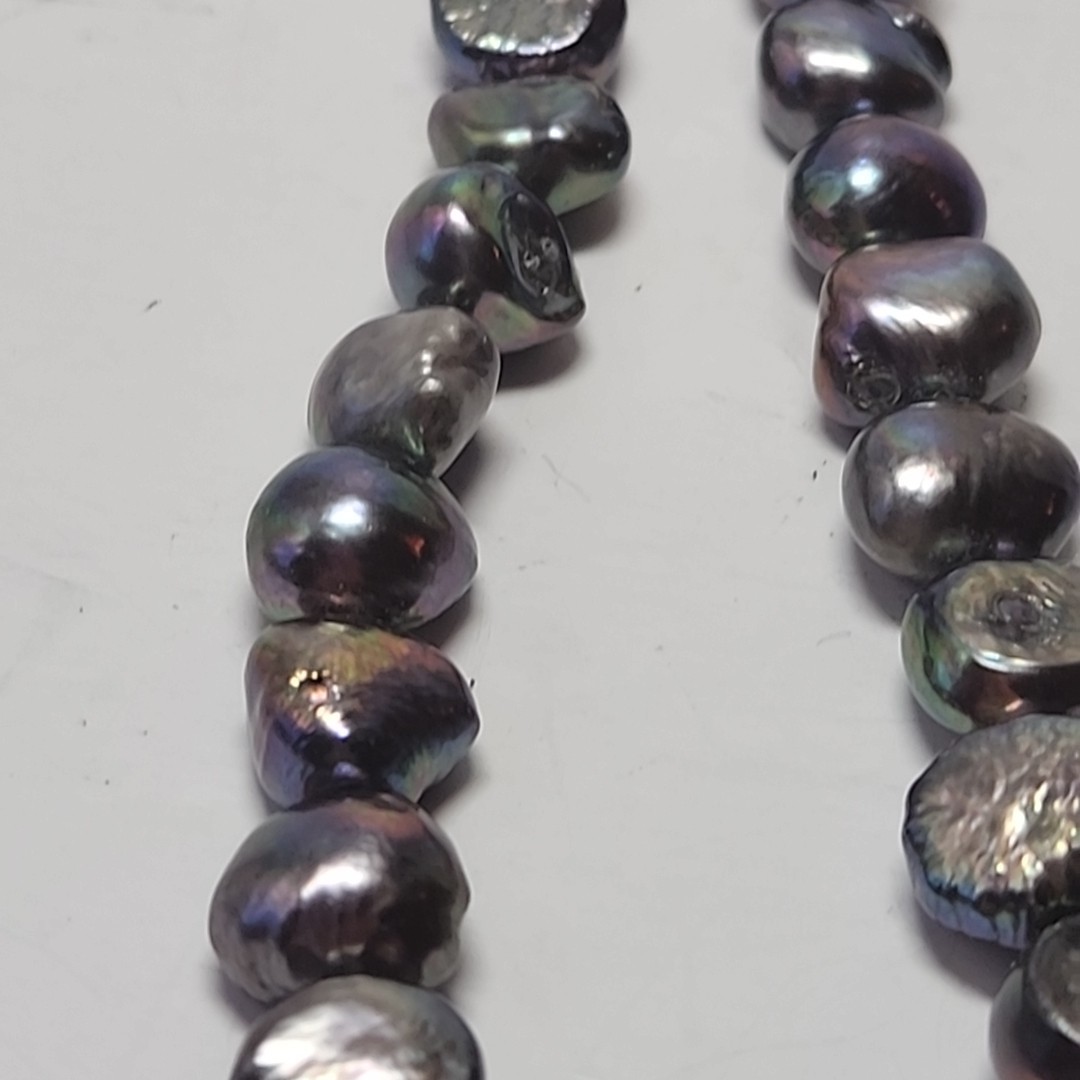16″ Strand 10mm Baroque Peacock Pearls Jewelry Making Beads Purple Oil Slick