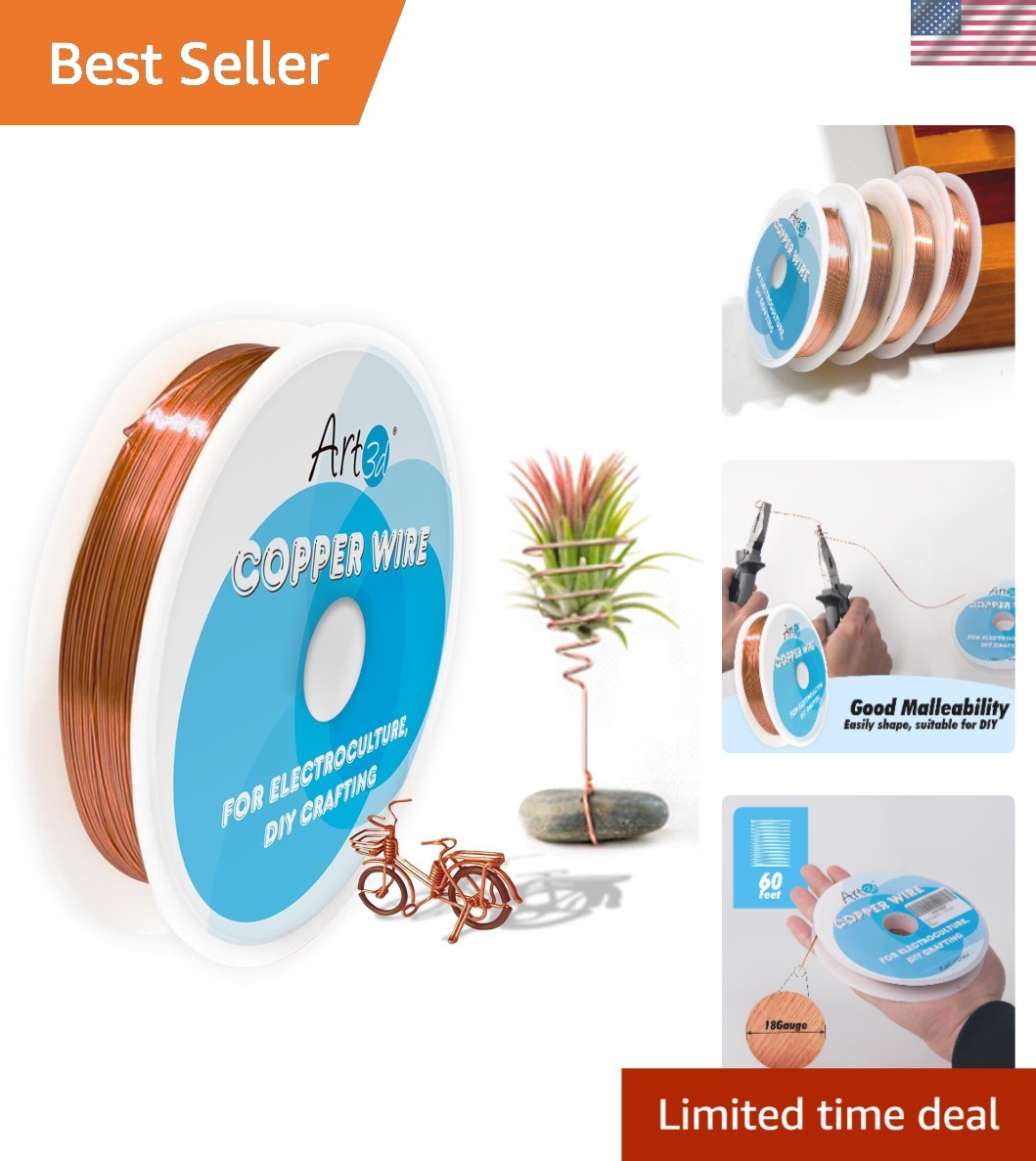 Versatile 18 Gauge 60 FT Pure Copper Wire for Jewelry, Beading & DIY Projects