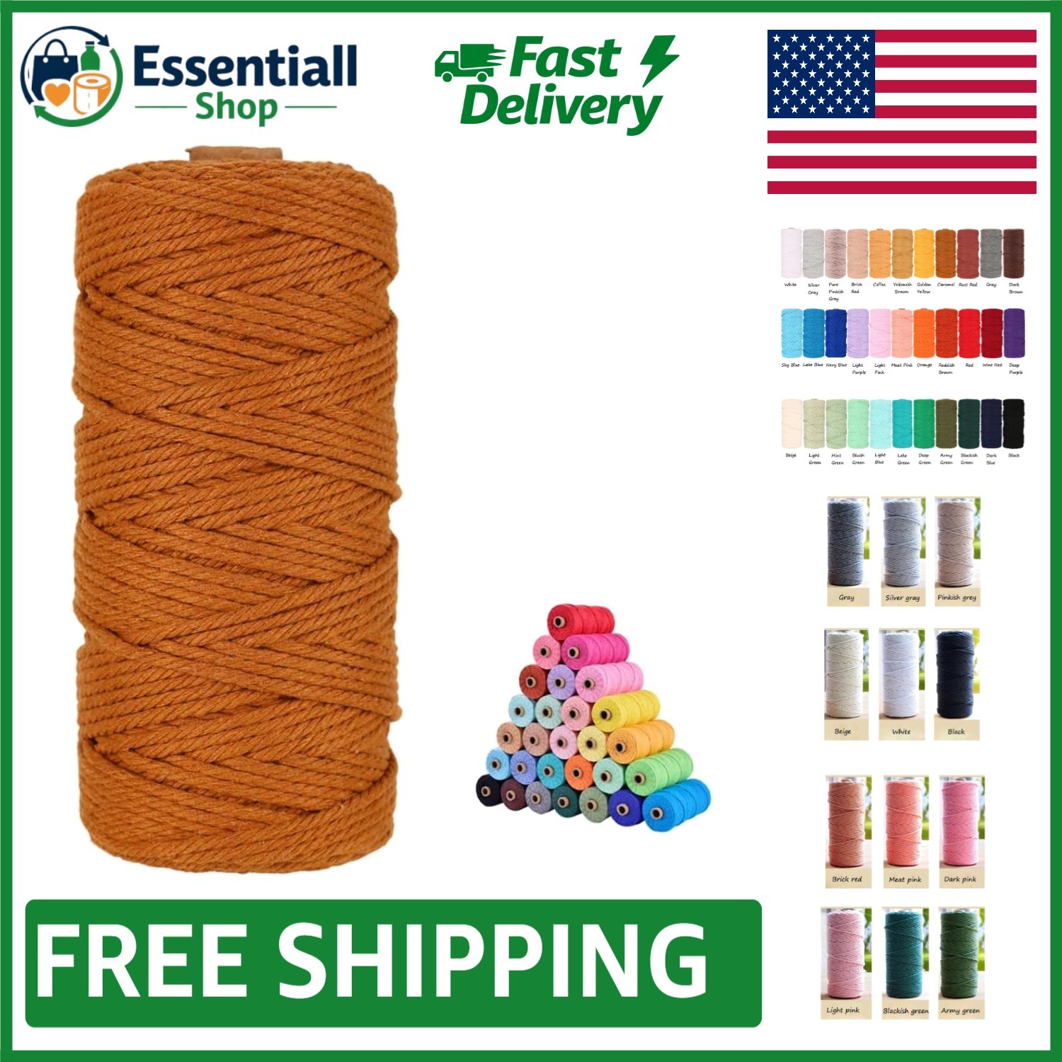 100% Natural Cotton Macrame Cord 3mm x 109 Yards – Crafting Delight in Caramel