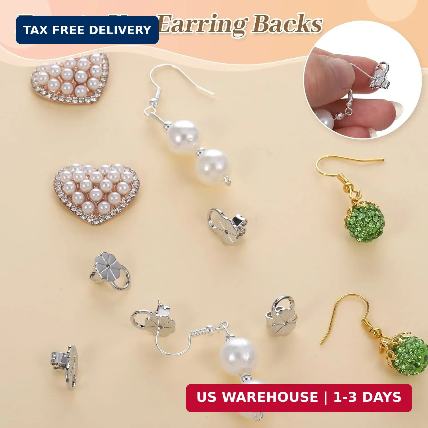 8 Pcs Earring Backs Lifters Earring Backs for Droopy Ears Adjustable Large Earri