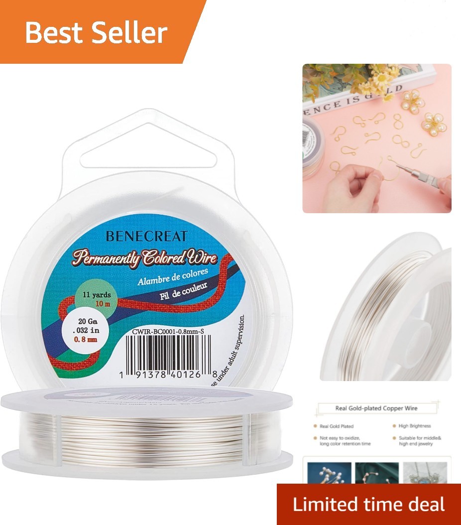 20GA 10M/11Yard Copper Wire Permanently Colored Wire, Silver Color