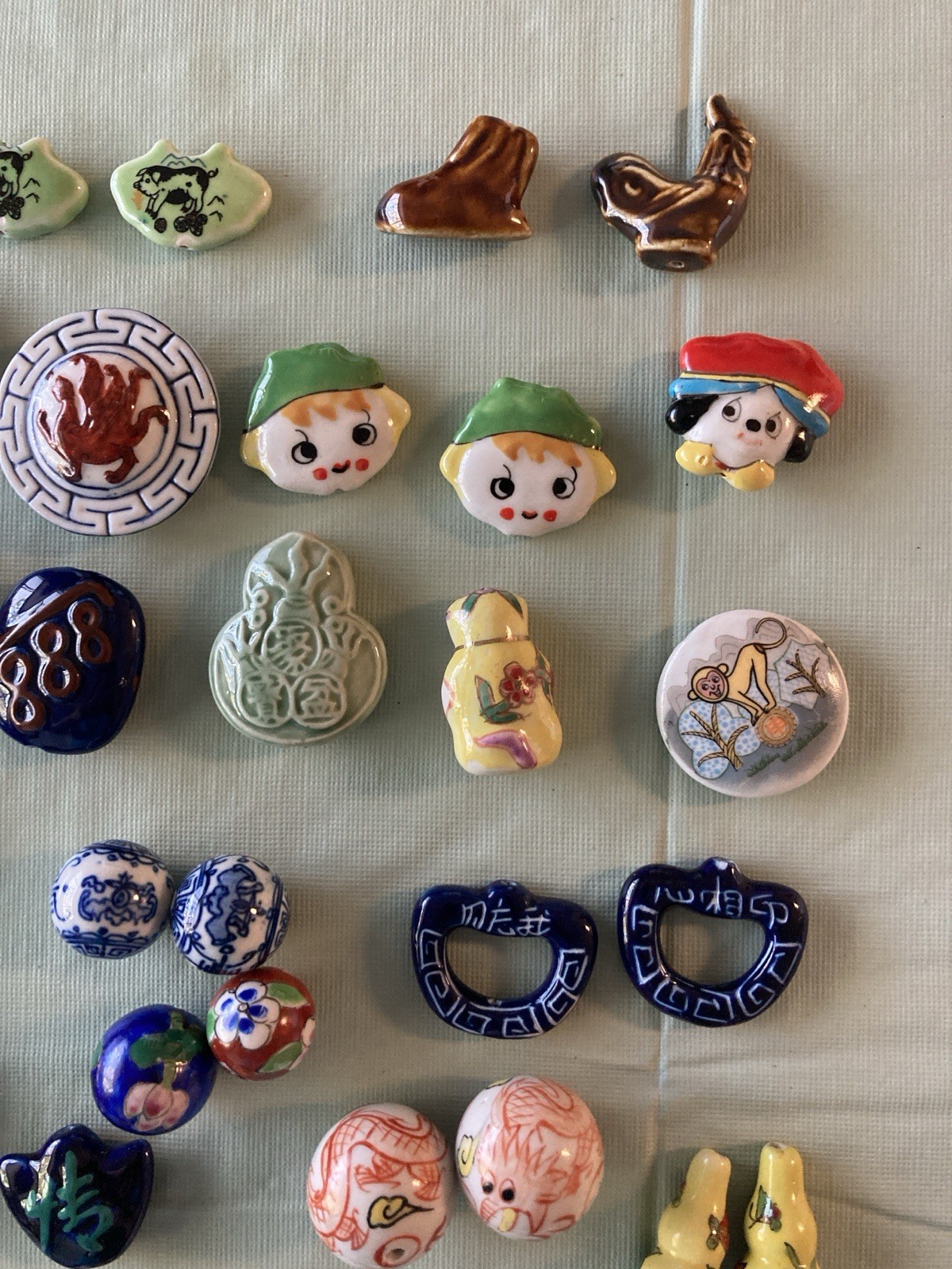 Lot Of 49 Mystic Trader Medium – Large Asian Porcelain Beads, Unusual And Unique