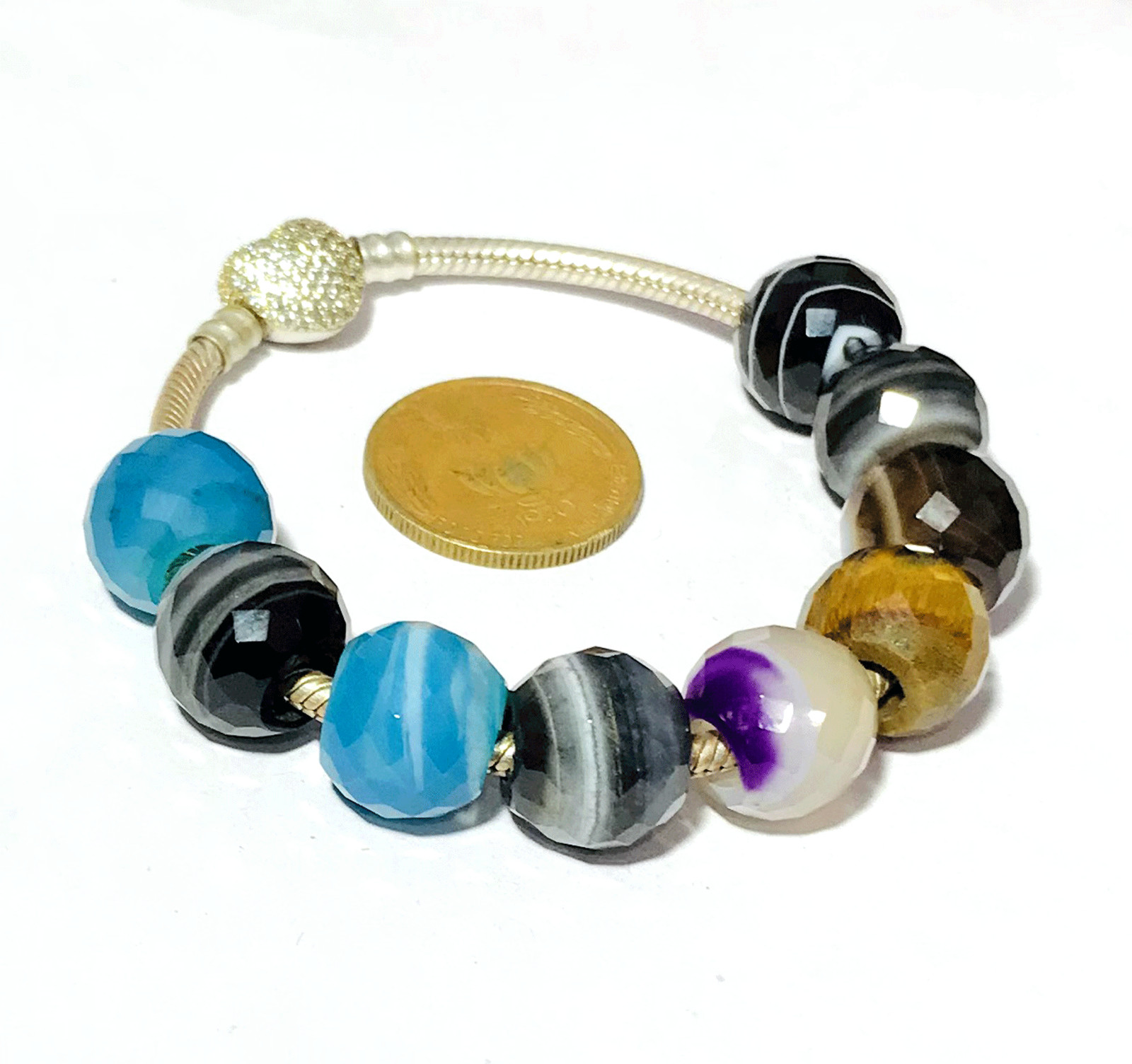 9 Pcs. Natural Multi Gemstone 5mm Big Hole Beads Large Hole Beads 13mm Beads