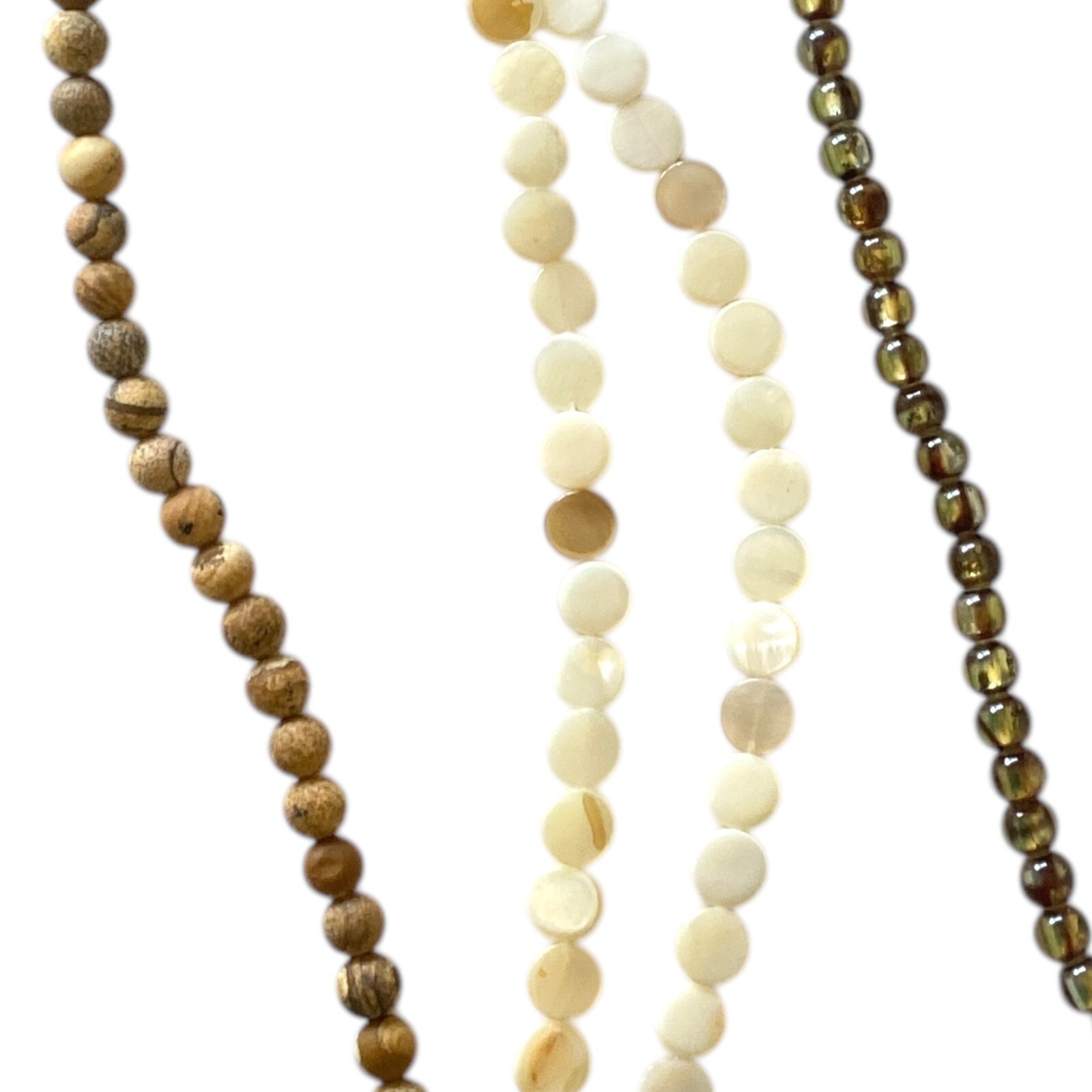 Bead Treasures Jewelry Making Mixed Lot Beads Shell Jasper Metallic Earth Tones