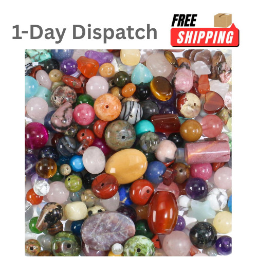 Assorted Natural Stone Beads 0.25 Lbs Mixed Gemstone for Jewelry Making