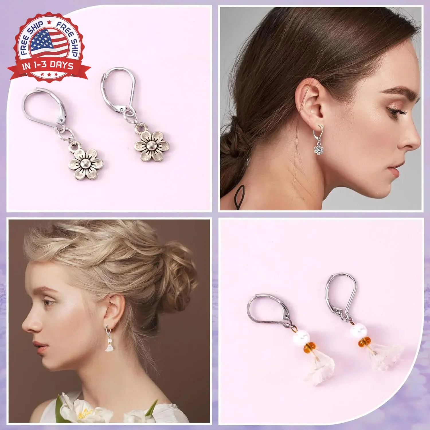 30 Pcs Leverback Earring Hooks, Stainless Steel Clasp Hoop, Hypoallergenic Dangl