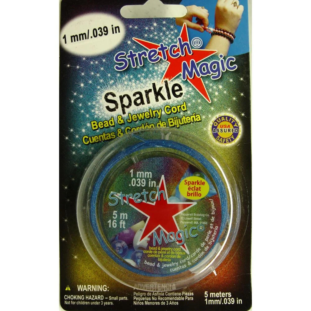 Blue Sapphire Sparkle Stretch Magic 5 meter Spool 1mm Diameter stretchy cord